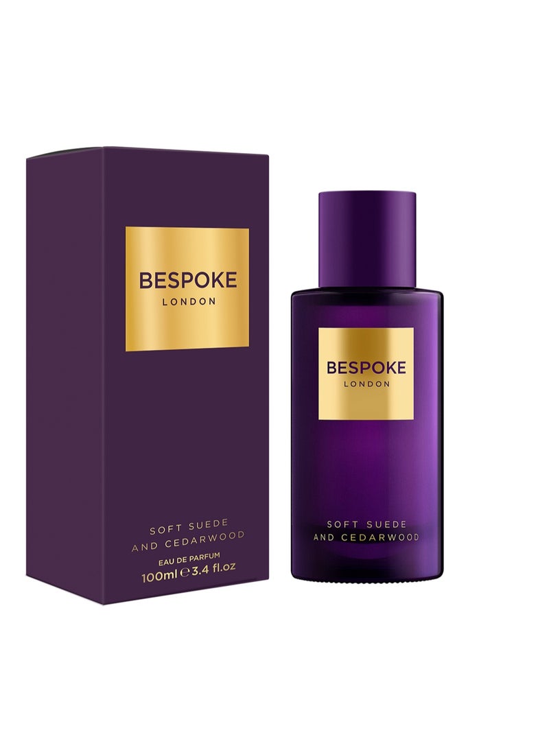 بيسبوك لندن عطر Bespoke London Gold Collection Soft Suede & Cedarwood للرجال، 100 مل | عطر رجالي فاخر يدوم طويلاً | رائحة خشبية وشرقية وغارماند | هدية فاخرة للرجال - Image 1